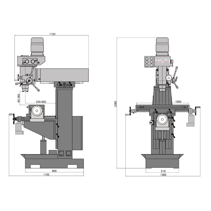 OPTIMUM Universelle Bohr-Fräsmaschine OPTImill MT 50 E