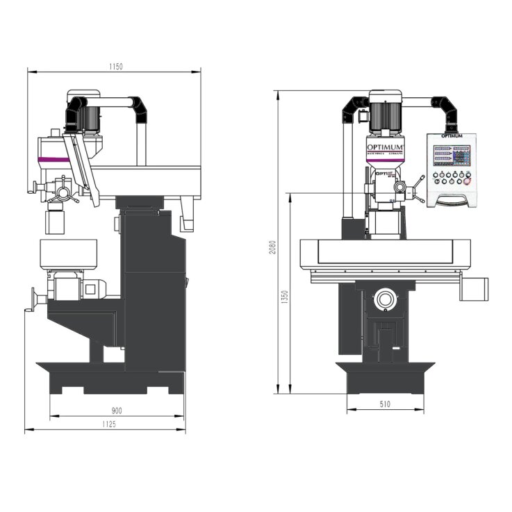 OPTIMUM Präzisions-Bohr-Fräsmaschine OPTImill MT 50