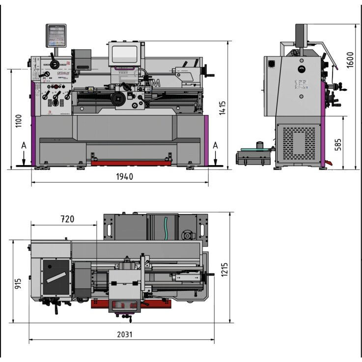 OPTIMUM Leit- und Zugspindeldrehmaschine OPTIturn TH 4210V