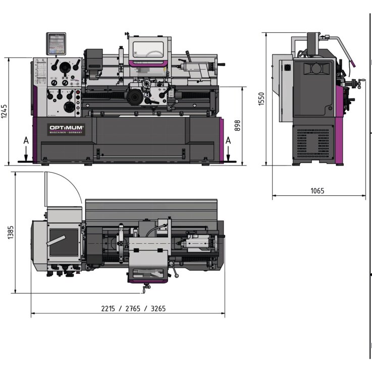 OPTIMUM Präzisions-Leit- und Zugspindeldrehmaschine OPTIturn TH 4610D
