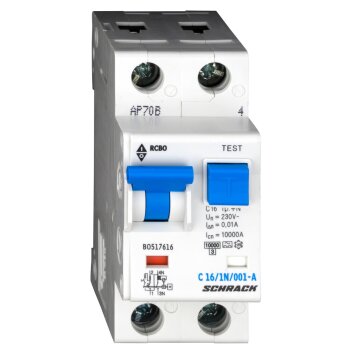 SCHRACK LS-FI-Schalter,Kennl.C, 16A, 10mA, 1+N, Typ A