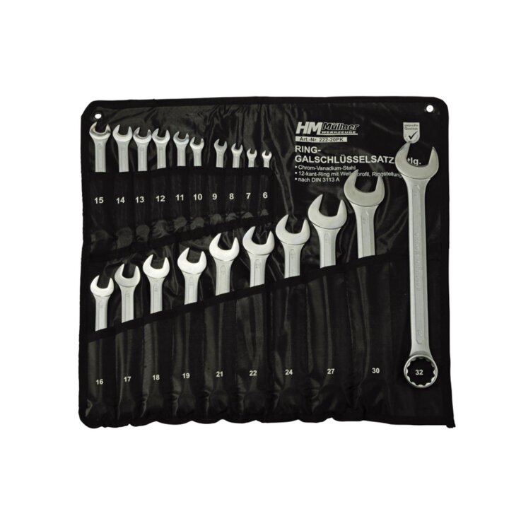 HM-MÜLLNER Ring-Gabelschlüsselsatz, 20-tlg., 6 bis 32 mm