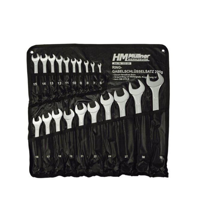 HM-MÜLLNER Ring-Gabelschlüsselsatz, 20-tlg., 6 bis 32 mm