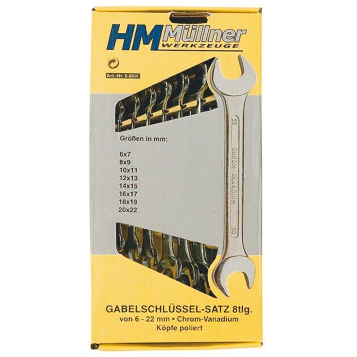 HM-MÜLLNER Gabelschlüsselsatz, 8-tlg., 6 bis 22 mm