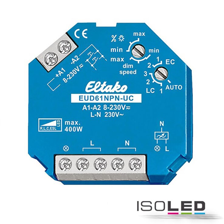 Universal-Push Dimmer Eltako für dimmbare 230V Leuchtmittel/Trafos, 400VA