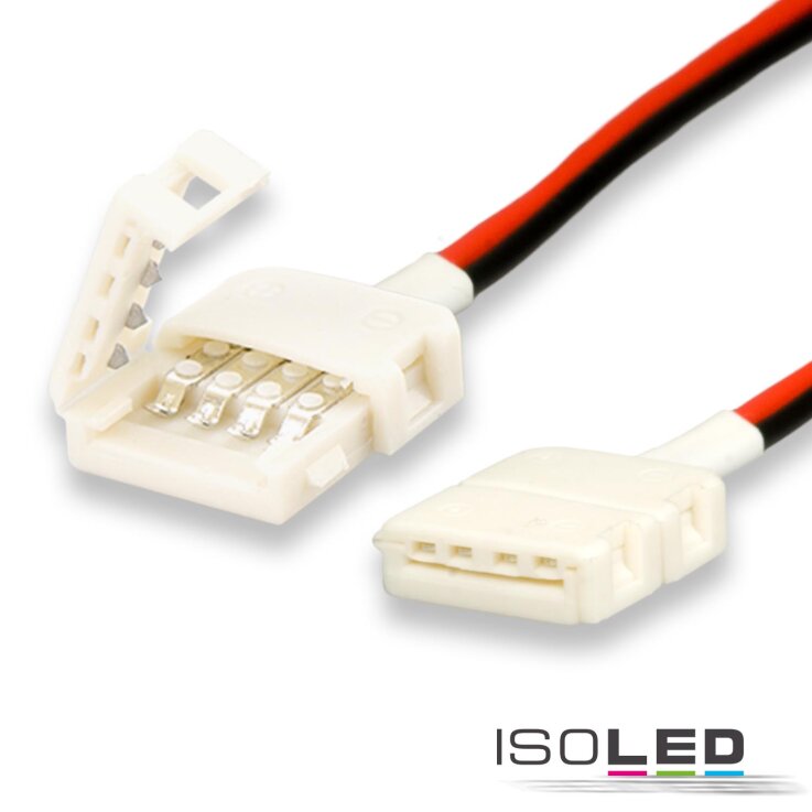 Clip-Verbinder mit Kabel (max. 5A) für 2-pol. IP20 Flexstripes mit Breite 12mm, Pitch-Abstand >12mm