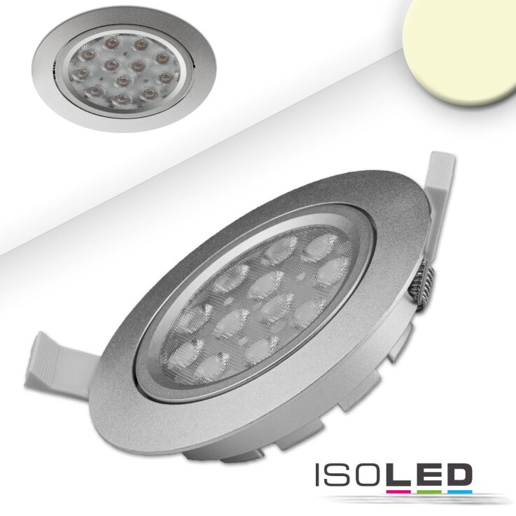 ISOLED LED Einbaustrahler, silber, 15W, 72°, rund, warmweiß, dimmbar