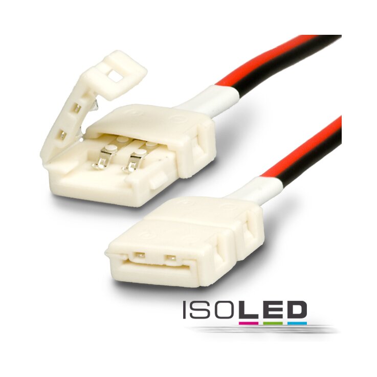 Clip-Verbinder mit Kabel (max. 5A) für 2-pol. IP20 Flexstripes mit Breite 8mm, Pitch-Abstand >12mm