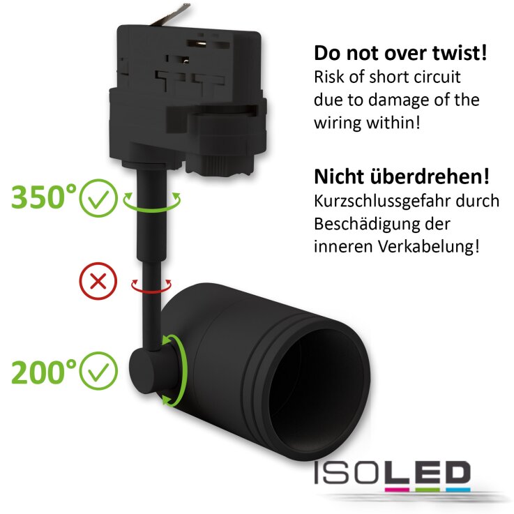 3-PH Schienen-Adapter für GU10-Spots, schwarz