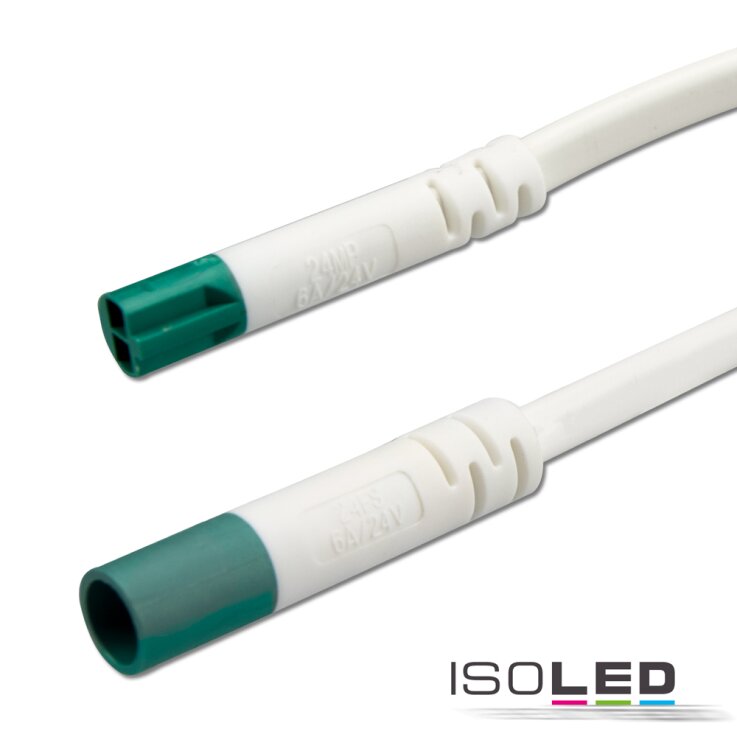 Mini-Plug Verlängerung male-female, 1m, 2x0.75, IP54, weiß-grün, max. 48V