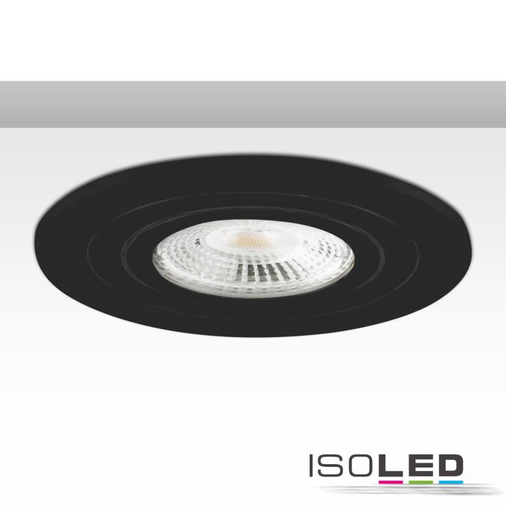 ISOLED Einbaurahmen rund für GU10/MR16, Lochausschnitt 68mm, Alu schwarz