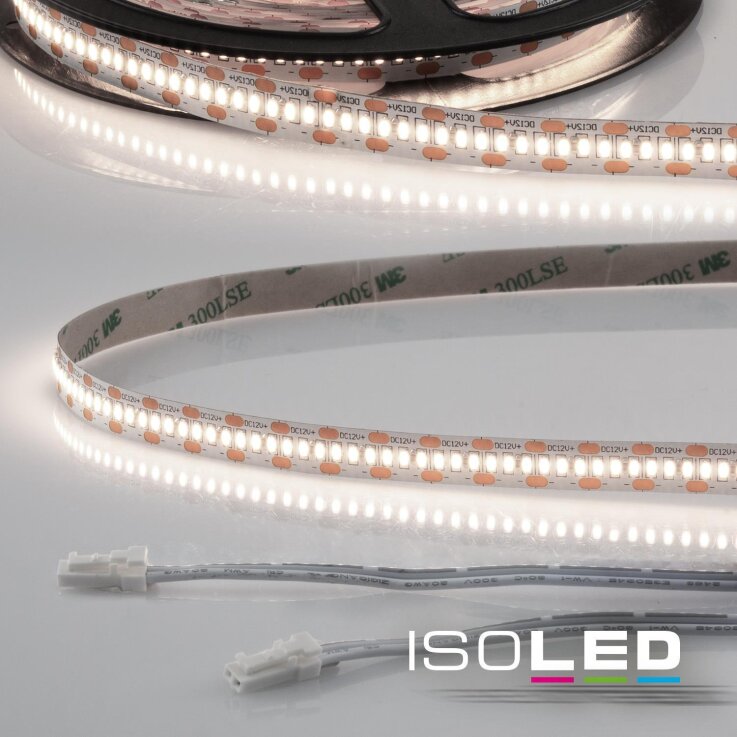 LED CRI940 MiniAMP Flexband, 12V, 6W, 4000K, 250cm, beidseitig 30cm Kabel mit male-Stecker