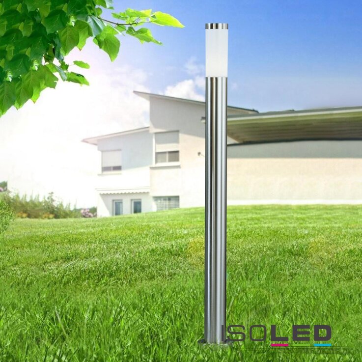 Pollerleuchte 1100 Edelstahl, IP44, warmweiß, inkl. E27 LED Leuchtmittel 9W