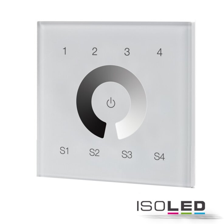 ISOLED DALI 4 Gruppen / 4 Szenen Einbau-Touch Master-Dimmer, weiß, 100-240V AC / DALI-Bus Spannung