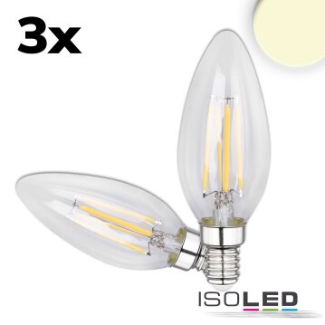 ISOLED E14 LED Kerze, 4W, klar, warmwei&szlig;, 3er Pack