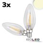 ISOLED E14 LED Kerze, 4W, klar, warmweiß, 3er Pack